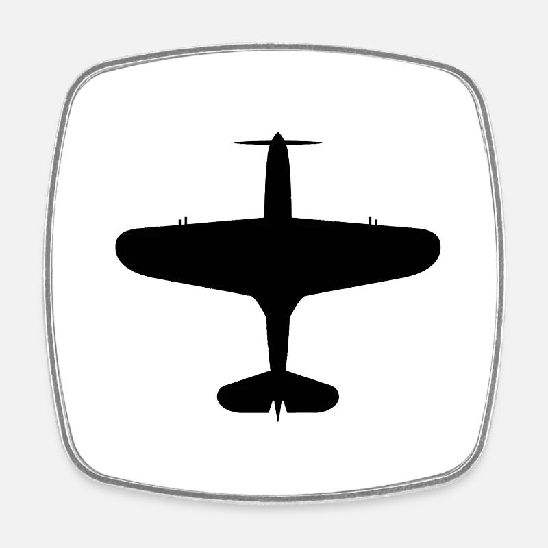 Silhouette d’avion vue de dessus - Magnet carré - blanc