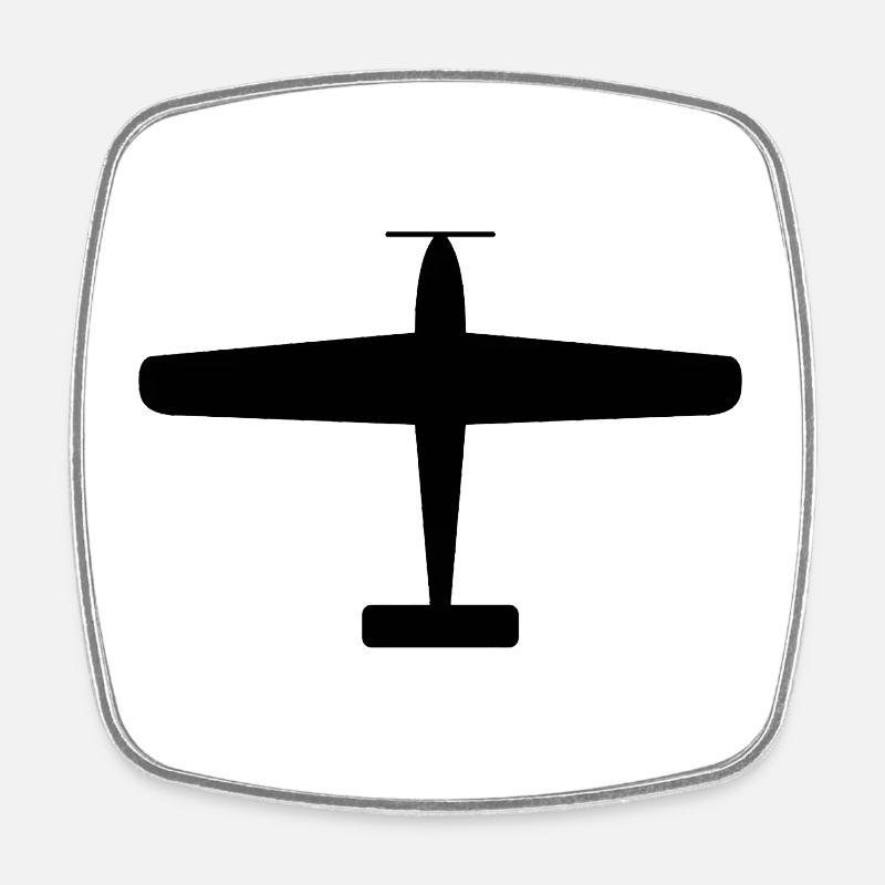 Silhouette d’avion noir - Magnet carré - blanc