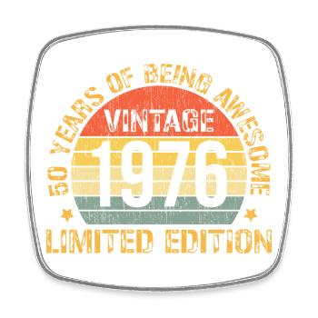 Vintage 1976 – 50th Birthday Retro Shirt - Square fridge magnet - white - Front