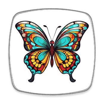 Bunter Schmetterling - Viereckiger Kühlschrankmagnet - Weiß - Vorne