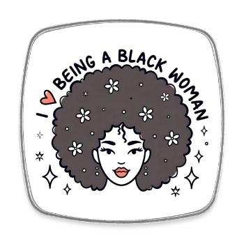 J’adore être une femme noire Afro Pride Design - Magnet carré - blanc - Devant