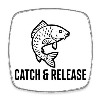 Catch and Release Karpfen Angeln Spruch - Viereckiger Kühlschrankmagnet - Weiß - Vorne
