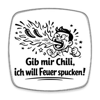 Feuer Spucken Chili Essen - Viereckiger Kühlschrankmagnet - Weiß - Vorne