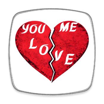 You Me Love – Romantisches Rotes Herz für Saint - Viereckiger Kühlschrankmagnet - Weiß - Vorne