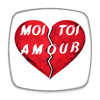 Gebrochenes Herz DU LIEBST MICH – Design Valentinstag amo - Viereckiger Kühlschrankmagnet - Weiß - Vorne