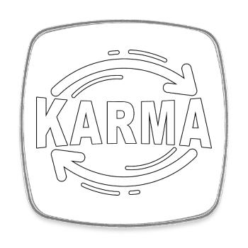 Karma - Minimalistisches Statement Design - Viereckiger Kühlschrankmagnet - Weiß - Vorne