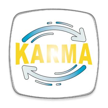 Karma - Minimalistisches Statement Design - Viereckiger Kühlschrankmagnet - Weiß - Vorne