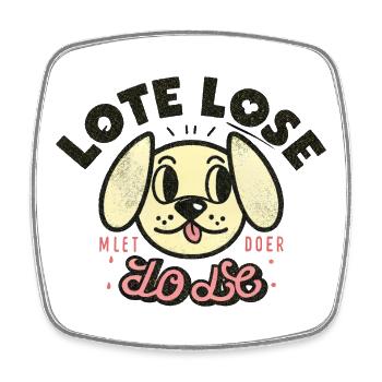Retro pastel dog joIlace - Square fridge magnet - white - Front