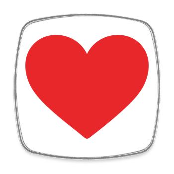 Red Heart – Icône de cœur minimaliste - Magnet carré - blanc - Devant