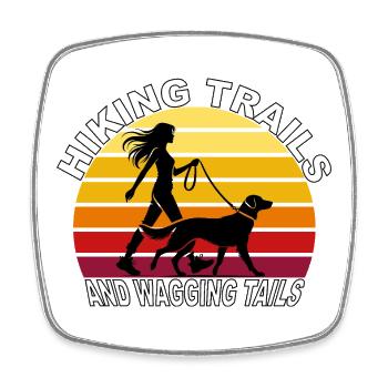 Hiking Trails and Wagging Tails Retro - Viereckiger Kühlschrankmagnet - Weiß - Vorne