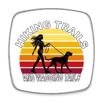 Hiking Trails and Wagging Tails Retro - Viereckiger Kühlschrankmagnet - Weiß - Vorne