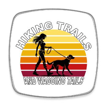 Hiking Trails and Wagging Tails Retro - Viereckiger Kühlschrankmagnet - Weiß - Vorne
