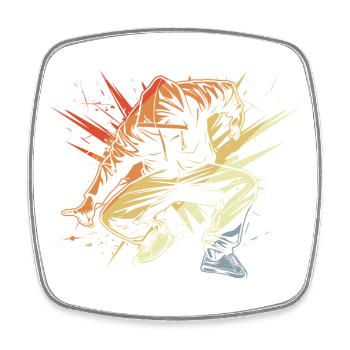 Breakdancer Zeichnung Vintage - Viereckiger Kühlschrankmagnet - Weiß - Vorne