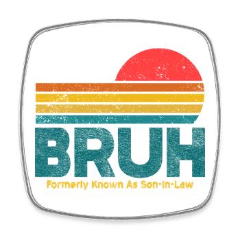 Bruh Sunset Retro Meme Design - Square fridge magnet - white - Front