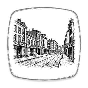 Vintage Street - Square fridge magnet - white - Front