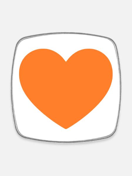 orangenes Herz orangen Geschenk Valentinstag - Viereckiger Kühlschrankmagnet - Weiß