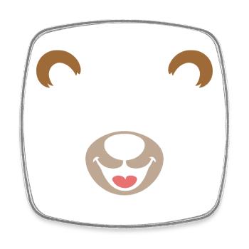 Bär | Big Face Kostüm Karneval Verkleidung - Viereckiger Kühlschrankmagnet - Weiß - Vorne
