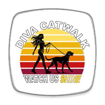 Diva Catwalk - Watch Us Shine Retro - Viereckiger Kühlschrankmagnet - Weiß - Vorne