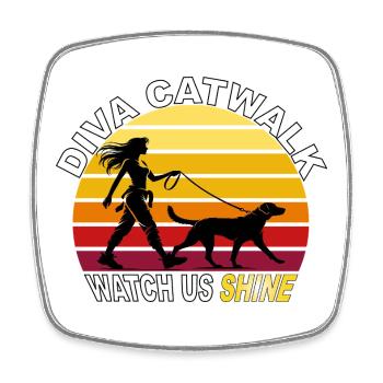 Diva Catwalk - Watch Us Shine Retro - Viereckiger Kühlschrankmagnet - Weiß - Vorne