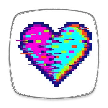 Glitch Heart Neon Pixel Heart Love - Square fridge magnet - white - Front