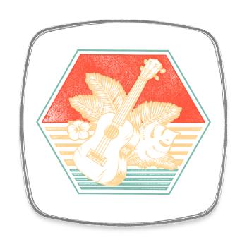 Ukulélé hawaïen ukulélé rétro vintage - Magnet carré - blanc - Devant