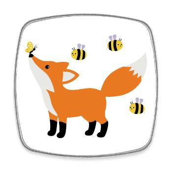 Cute fox in summer minimalist style - Square fridge magnet - white - Front