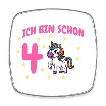 Ich bin Schon Vier Unicorn Geburtstag - Viereckiger Kühlschrankmagnet - Weiß - Vorne