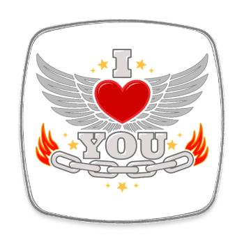 I Love You – Biker Heart Love Valentinstag - Viereckiger Kühlschrankmagnet - Weiß - Vorne