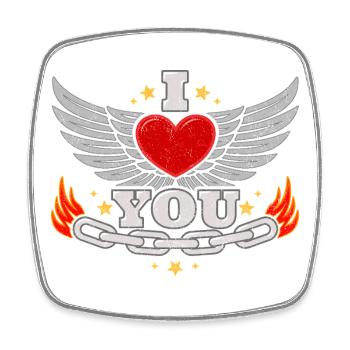 I Love You – Biker Heart Love Valentinstag - Viereckiger Kühlschrankmagnet - Weiß - Vorne