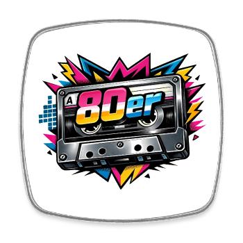 80s Retro Cassette Neon - Square fridge magnet - white - Front