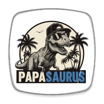 Papasaurus – Cool T-Rex Father Design - Magnet carré - blanc - Devant