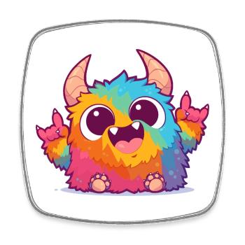 Kunterbunter Monster Rock-Charme - Viereckiger Kühlschrankmagnet - Weiß - Vorne
