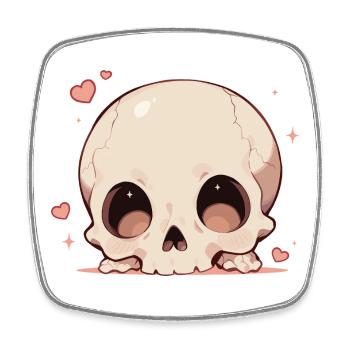 Cuddly Skull Heart Cartoon - Square fridge magnet - white - Front