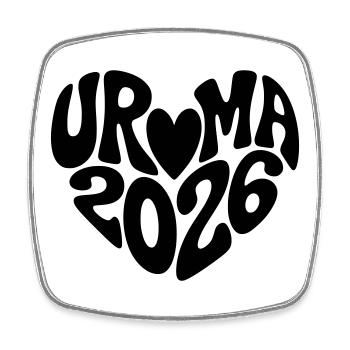 Uroma 2026 Herz Form - Viereckiger Kühlschrankmagnet - Weiß - Vorne