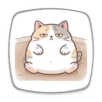 Fluffy fat cat in nursing pose - Square fridge magnet - white - Front