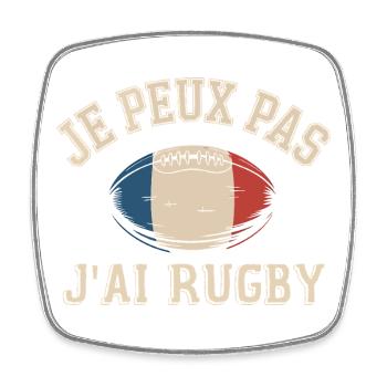 Je Peux Pas J'ai Rugby - Magnet carré - blanc - Devant
