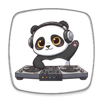 Panda DJ Musik Disco Techno Elektronische Tanzmusi - Viereckiger Kühlschrankmagnet - Weiß - Vorne