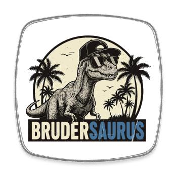Brudersaurus – Style rétro de Cool Dino Brother - Magnet carré - blanc - Devant
