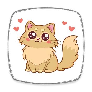 Adorable cat with a tender heart - Square fridge magnet - white - Front