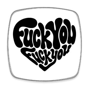 Fuck You Heart - Sarcastic - Square fridge magnet - white - Front