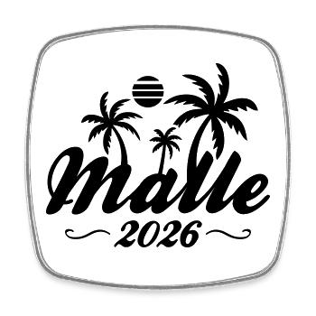 Malle 2026 Palmen Strand - Viereckiger Kühlschrankmagnet - Weiß - Vorne