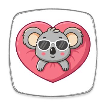 Koala Heart Glam-Sonnenbrille Cool - Viereckiger Kühlschrankmagnet - Weiß - Vorne