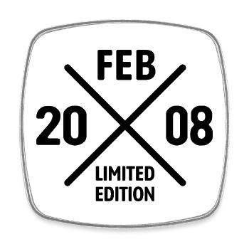 Limited Edition February 2008 Birthday Gift - Square fridge magnet - white - Front
