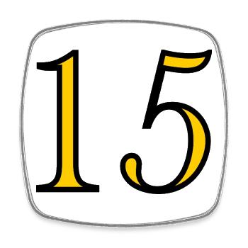 15. 15 ANS. 15e ANNIVERSAIRE. ANNIVERSAIRE 15 ANS. - Magnet carré - blanc - Devant