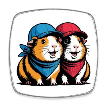 Cute Guinea Pig Friends – Funny Animal Motif - Square fridge magnet - white - Front