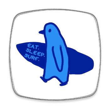 Surfer Surfer Girl Penguin Surfing - Square fridge magnet - white - Front