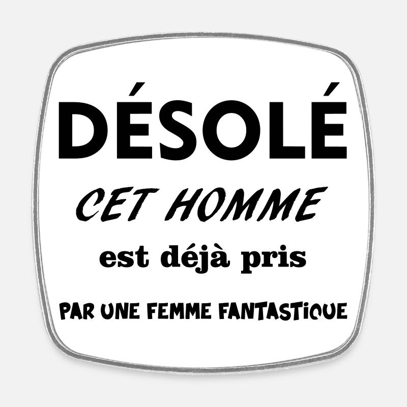 HOMME PRIS - Magnet carré - blanc