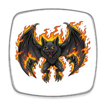 Bat on fire - Square fridge magnet - white - Front