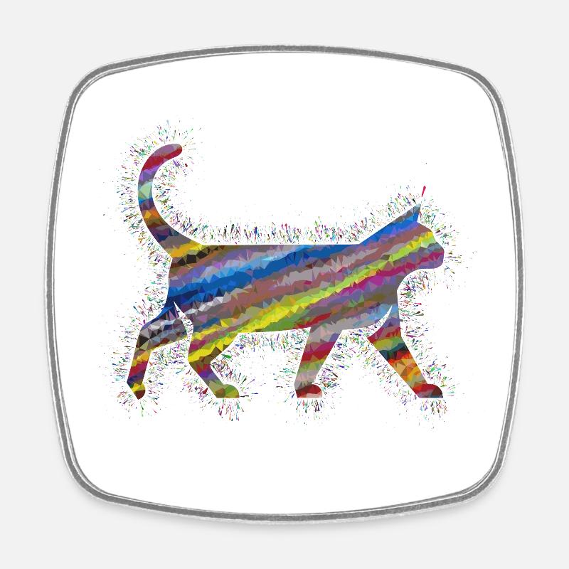 Animaux arc-en-ciel Prisme Chat - Magnet carré - blanc