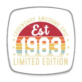 43rd Anniversary - Vintage Gift 1983 - Square fridge magnet - white - Front